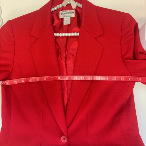Pendleton Red Wool Blend Single‎ Button Blazer Jacket Women's Size 8 - Picture 6 of 6